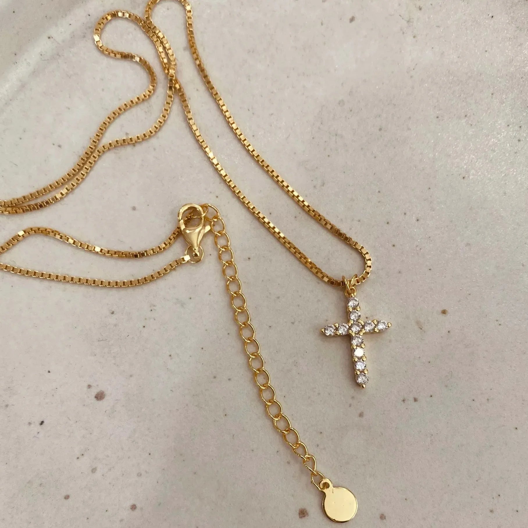 Gold Cross Necklace for Women Stainless Steel Rhinestone Christian Jewelry