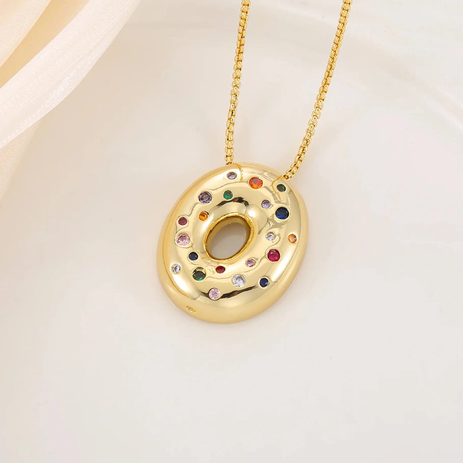 18K Gold Plated A-Z Letter Pendant Necklace for Women Gift Cubic Zirconia