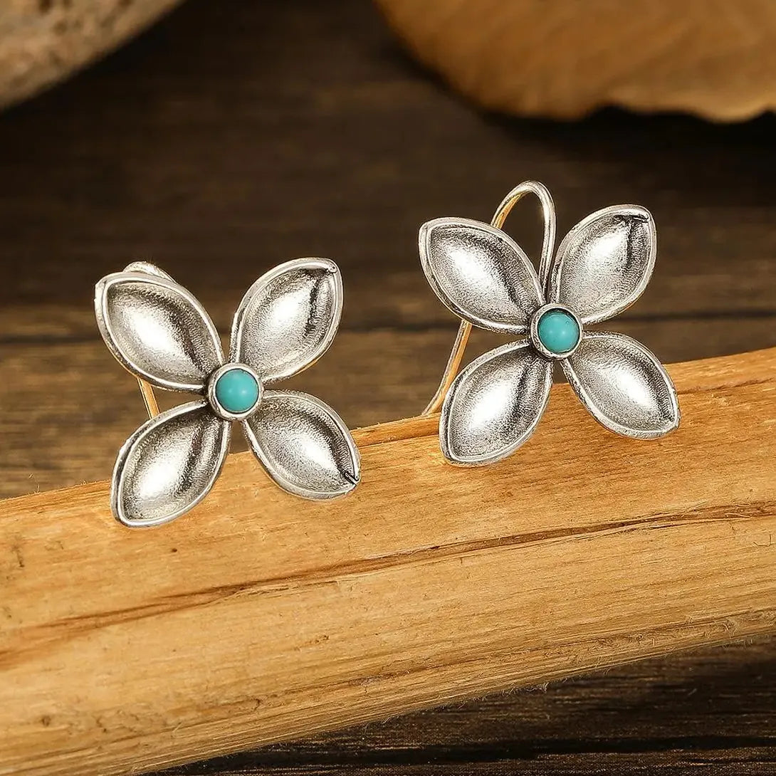 Vintage Petal Design Bohemian Zinc Alloy Earrings for Women Daily Wear