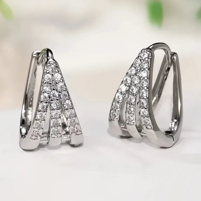 Colorful Cubic Zirconia Geometric Hoop Earrings for Women Copper Alloy Bridal Jewelry