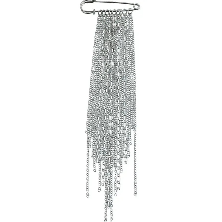 Silver Long Tassel Zinc Alloy Punk Style Brooch Pin for Women