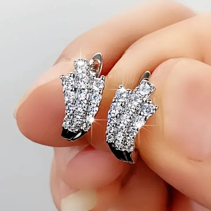 U Shape Geometric Hoop Earrings Cubic Zirconia Copper Alloy Wedding Gift