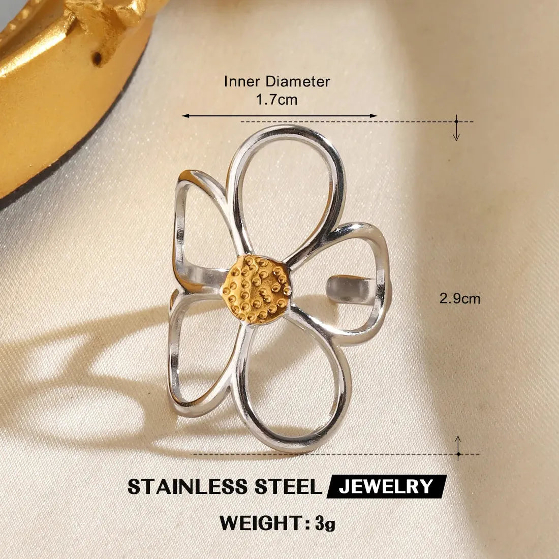 Vintage Stainless Steel Starfish Heart Flower Leaf Rings for Women Gifts Jewelry