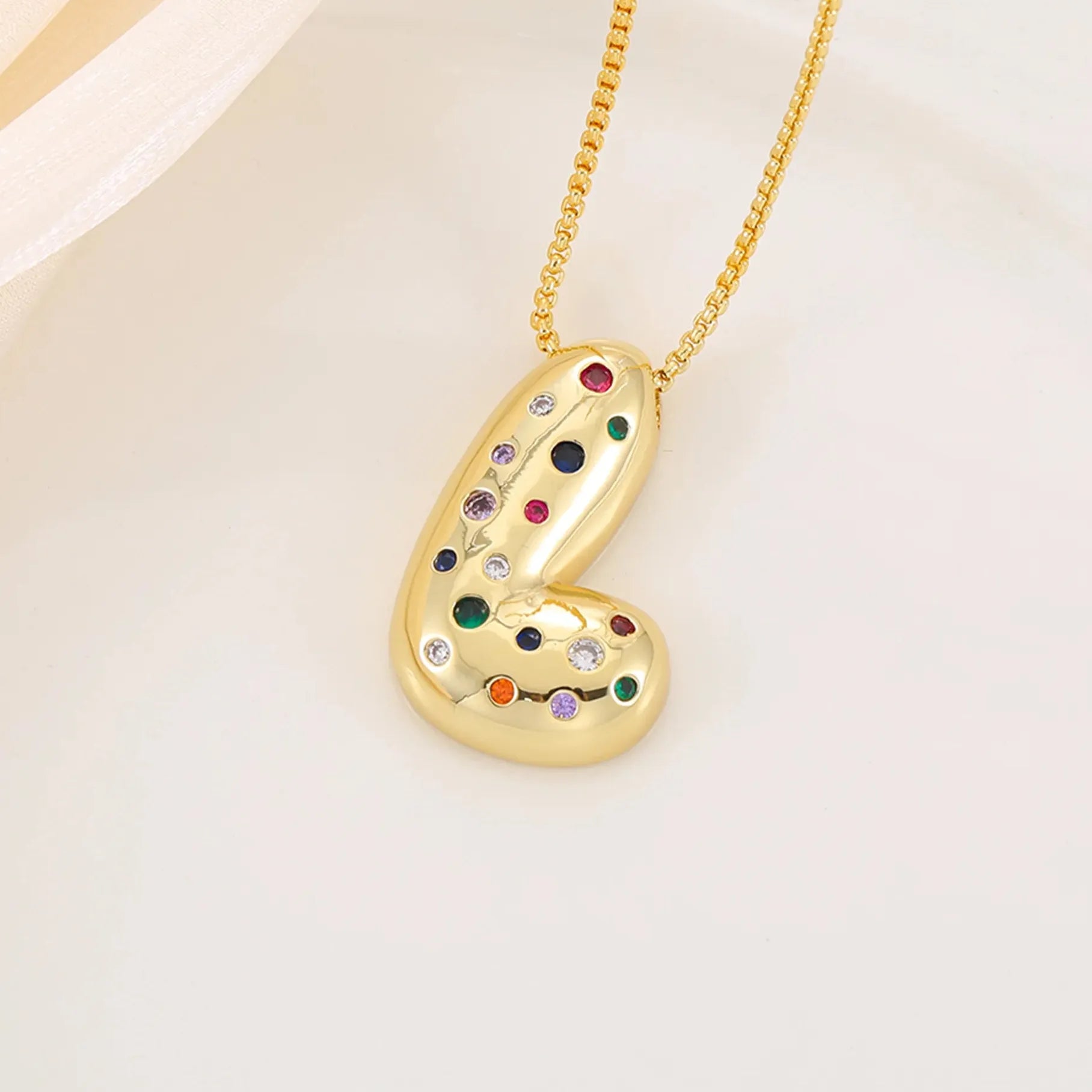 18K Gold Plated A-Z Letter Pendant Necklace for Women Gift Cubic Zirconia
