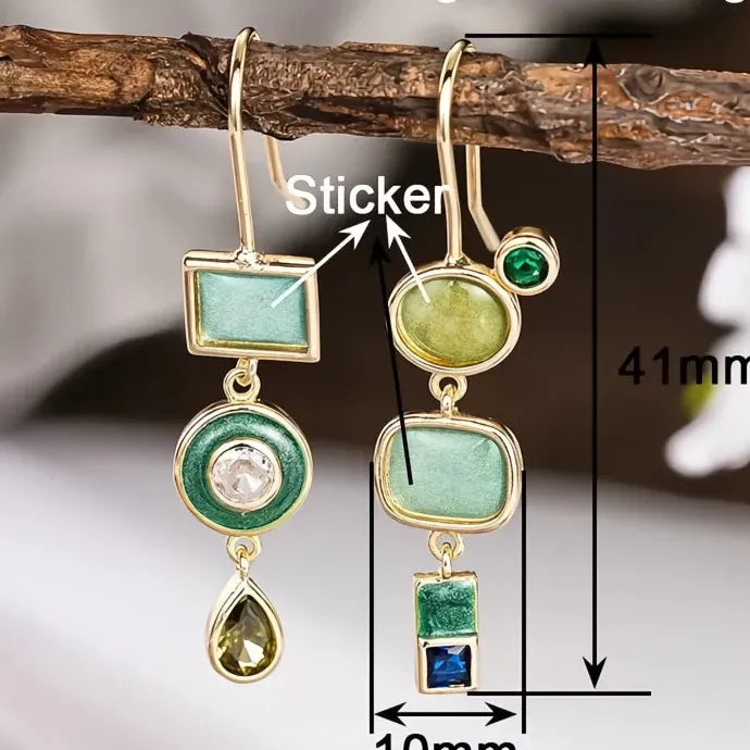 Bohemia Women Geometric Drop Earrings Copper Alloy CZ Jewelry for Party Daily