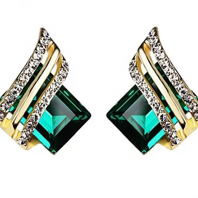 Geometric Cubic Zirconia Stud Earrings for Women Wedding Jewelry Gifts