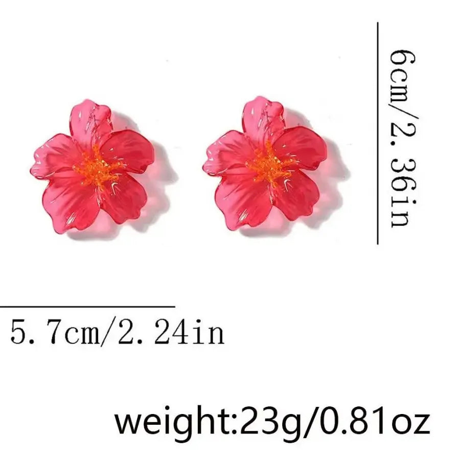 2025 Acrylic Transparent Flower Stud Earrings for Women Large Colorful Nature Jewelry