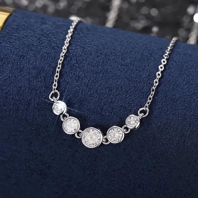 Elegant Round CZ Geometric Pendant Necklace Copper Alloy Wedding Jewelry Accessory