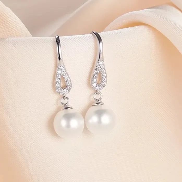 Imitation Pearl Drop Earrings with CZ Brass for Women Wedding Party Gift
