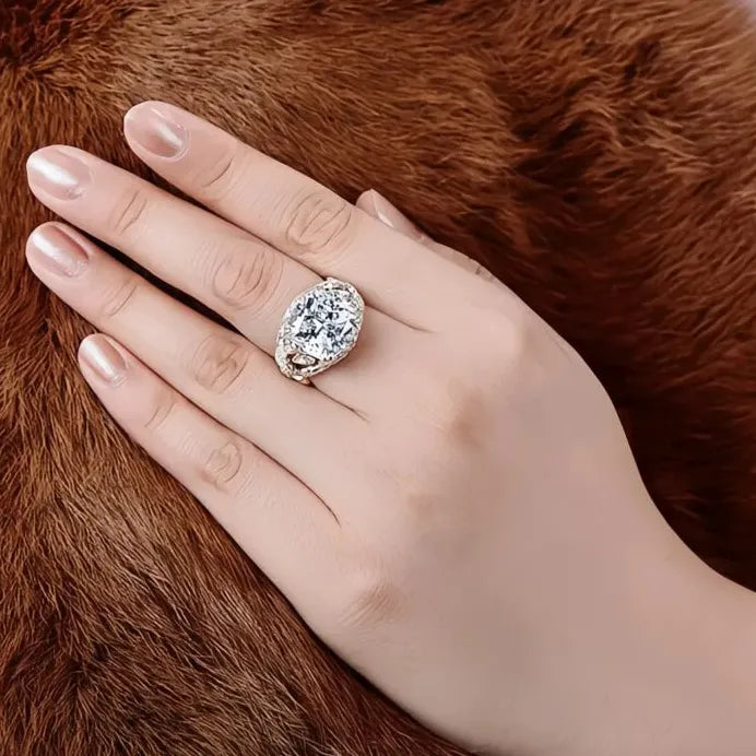 Geometric Hollow Out Women’s Ring Inlaid Shining CZ Wedding Party Jewelry