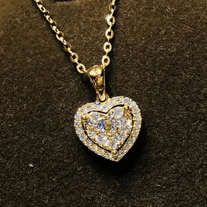 Sweet Heart Pendant Necklace Copper Alloy CZ Romantic Wedding Gift