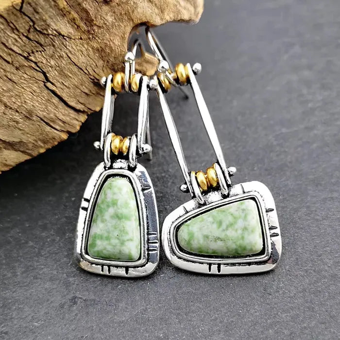 Bohemian Ethnic Faux Turquoise Teardrop Earrings Women Semi-Precious Stone Jewelry