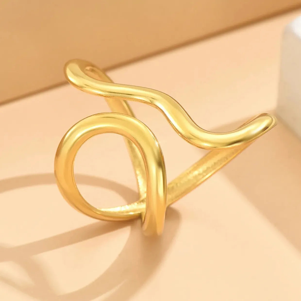 Gold Color Stainless Steel Geometric Mood Tracking Ring Women’s Jewelry