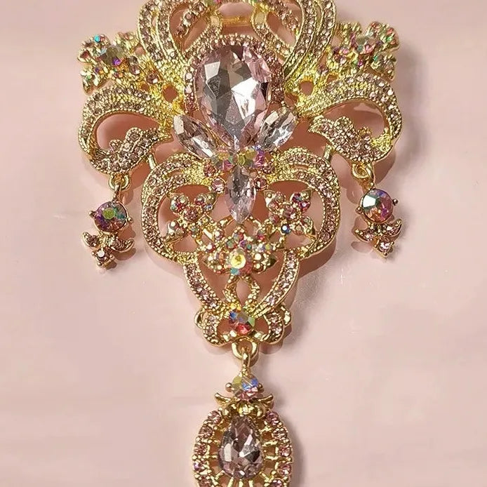 Vintage Ladies Rhinestone Hollow Flower Brooch Pin for Elegant Style