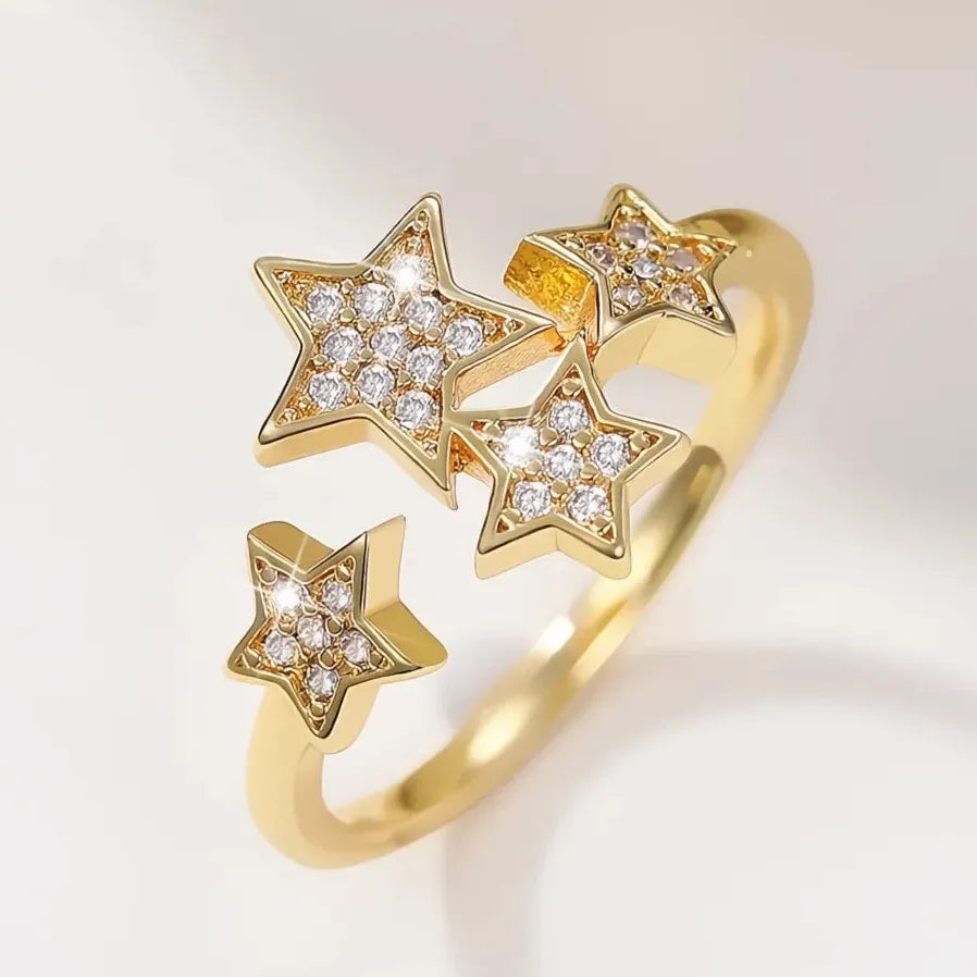 2022 Trendy Gold Brass Women's Wedding Band Ring with Cubic Zirconia