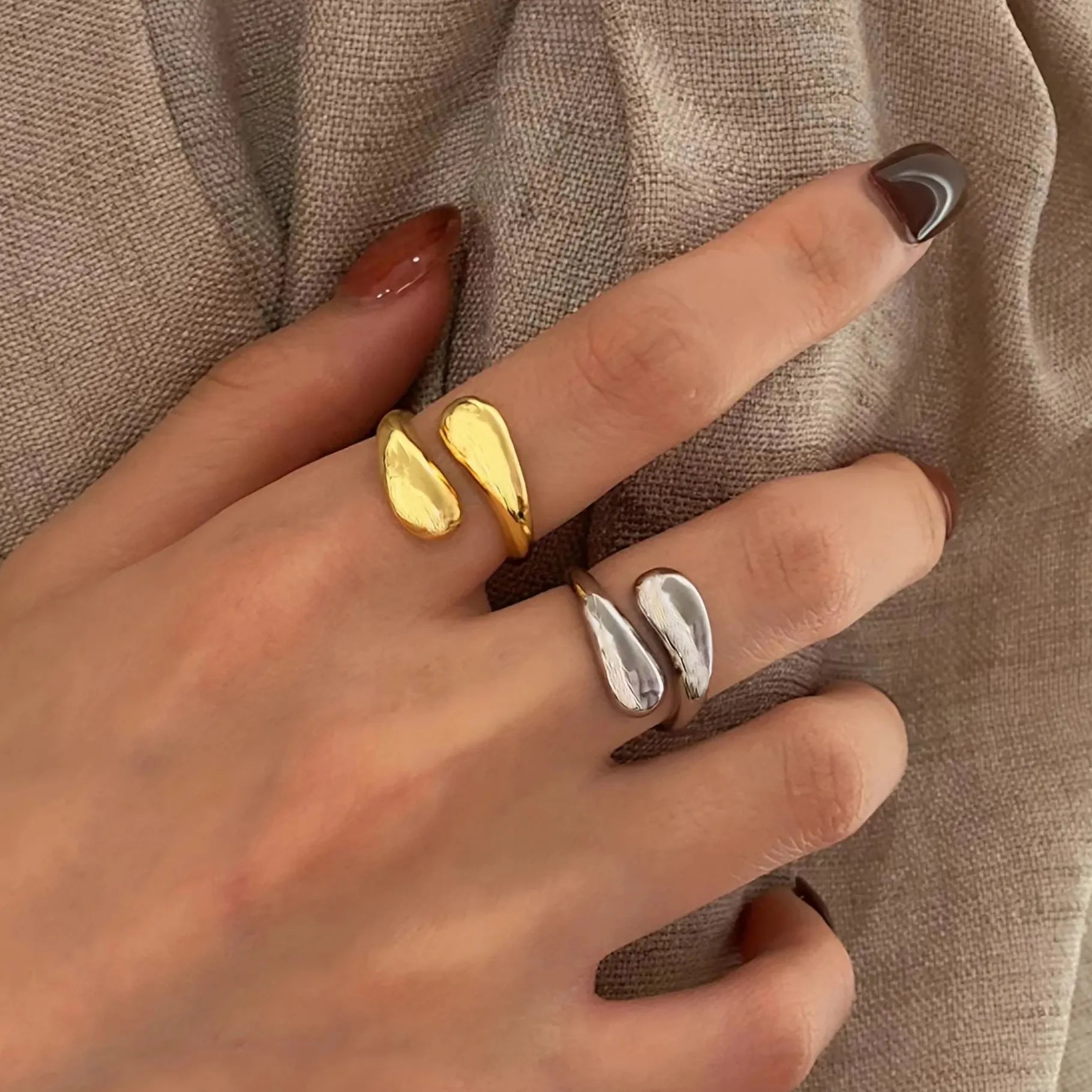 Adjustable Vintage Double Ball Cocktail Ring for Women Men Y2K Jewelry