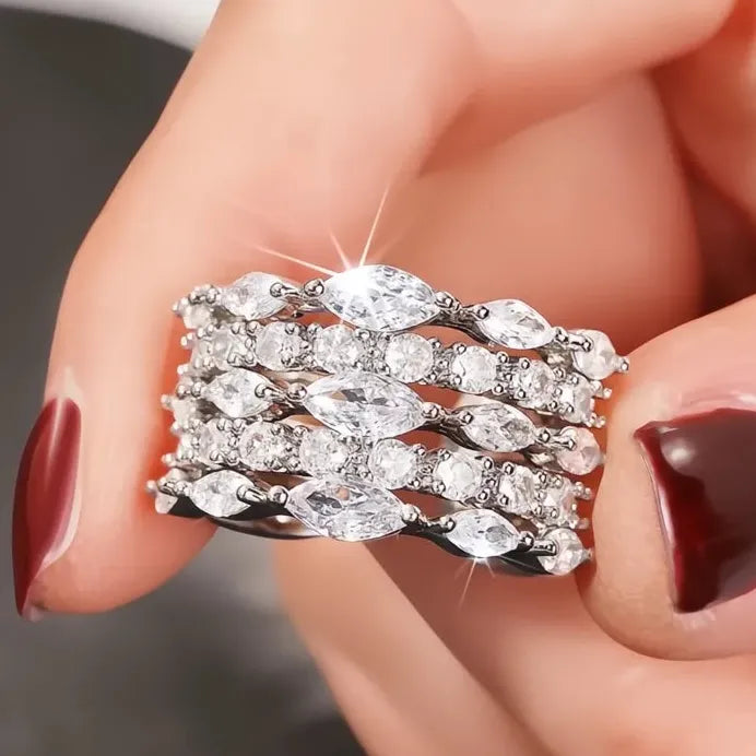 Luxury Women’s Cubic Zirconia Cocktail Ring Wedding Engagement Gift Jewelry