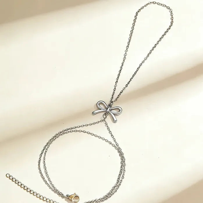 Adjustable Stainless Steel Bowknot Bracelet for Women Sweet Jewelry Gift