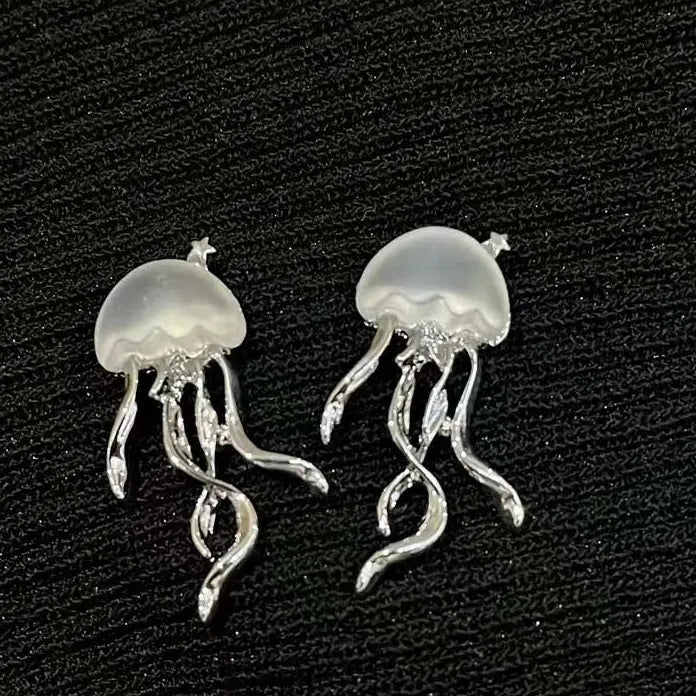 Gothic Silver Jellyfish Pendant Necklace Women Y2K Tassel Chain Choker Jewelry