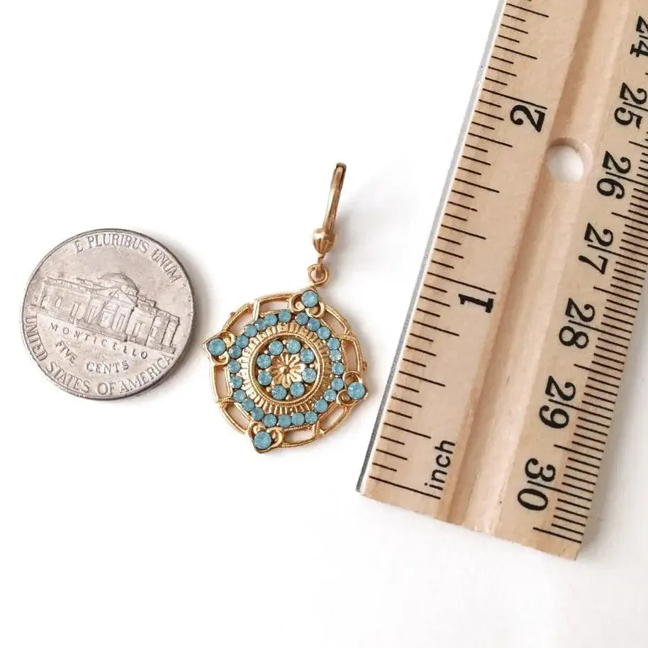 Vintage Gold Inlaid Light Blue Resin Drop Earrings Bohemian Geometric Jewelry Gift