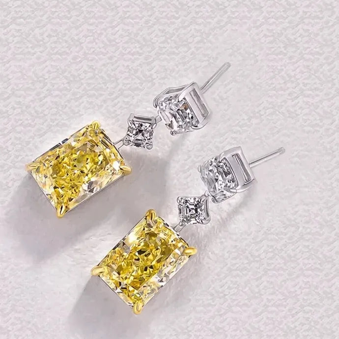 Yellow Cubic Zirconia Geometric Copper Alloy Dangle Earrings for Women