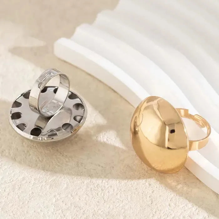 Adjustable Ball Shape Ring for Women Men Gold Silver Fashion Jewelry