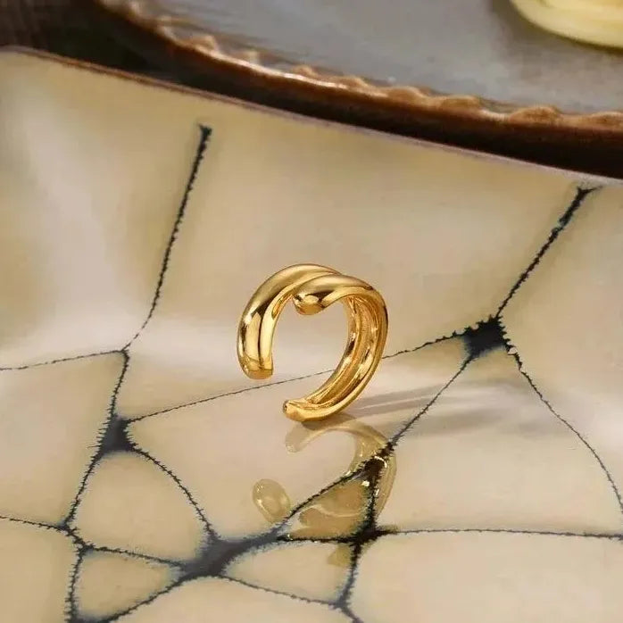 Punk Fake Piercing Double Circle Ear Cuff Clip Earrings for Women Men