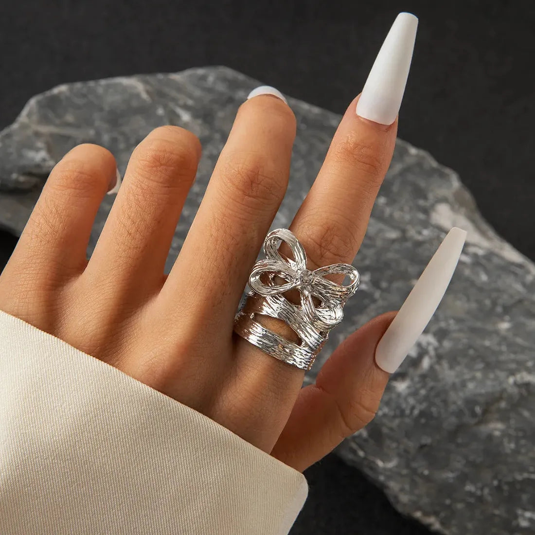 Adjustable Geometric Open Rings for Women Punk Hip Hop Fashion Jewelry