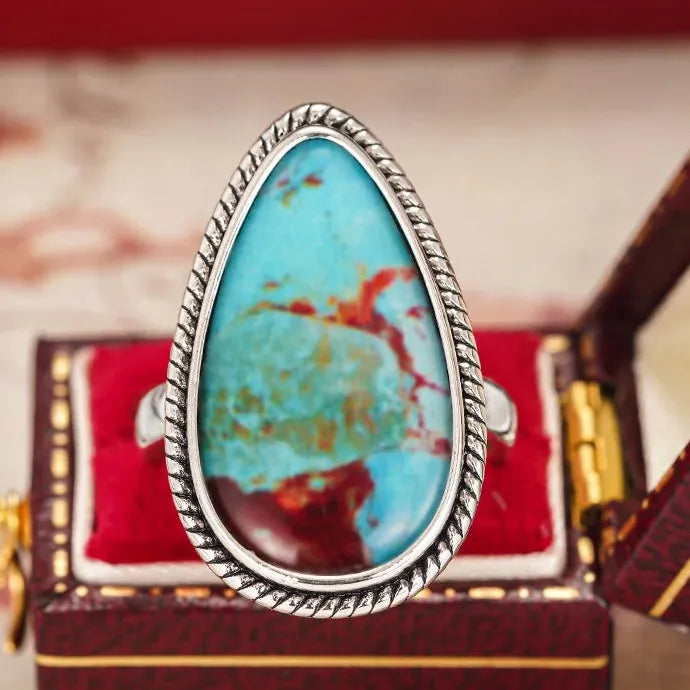 Vintage Geometric Silver Women's Ring with Artificial Gemstone for Parties & Weddings