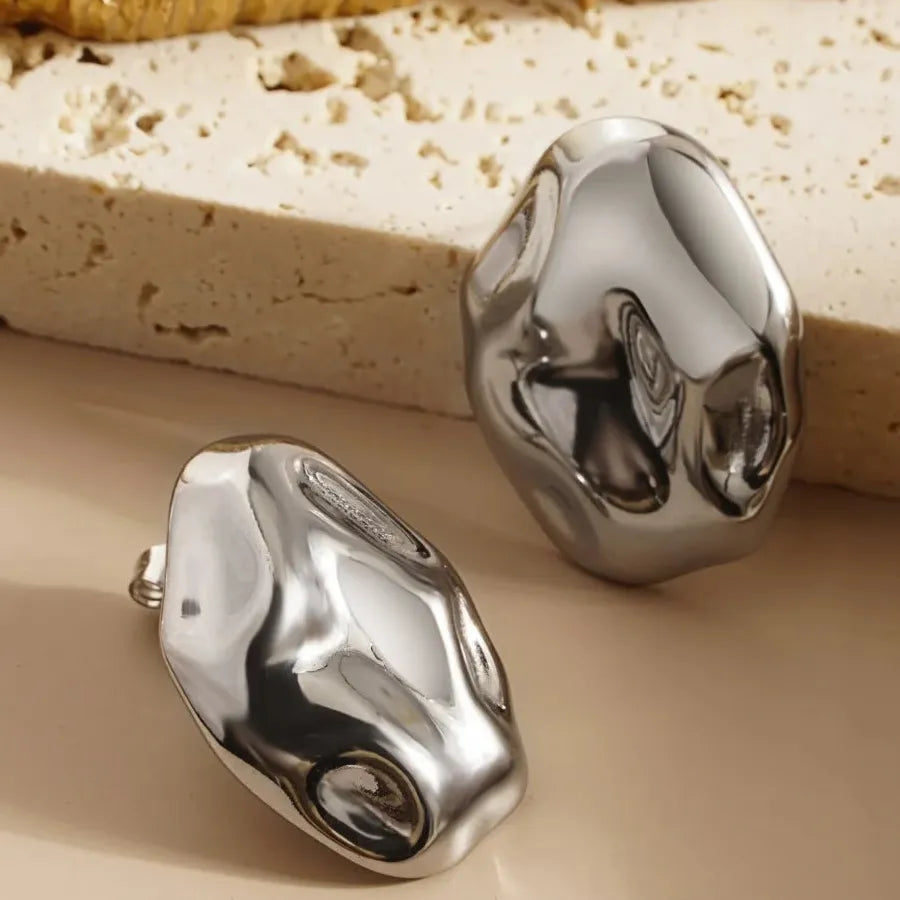 Irregular Geometric Stainless Steel Earrings 18K Gold Plated Tarnish Free