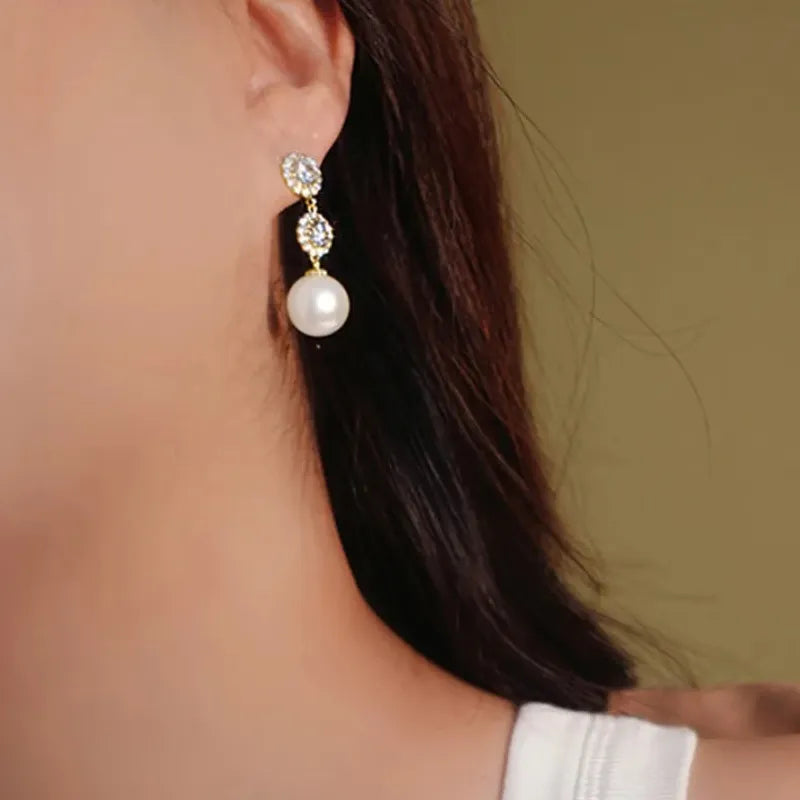 Delicate Imitation Pearl Drop Earrings Wedding Bride Accessories Elegant Jewelry