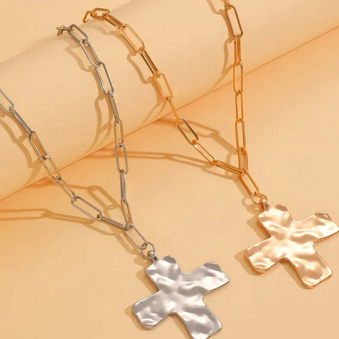 Irregular Cross Geometric Pendant Necklace Women Zinc Alloy Choker 2025