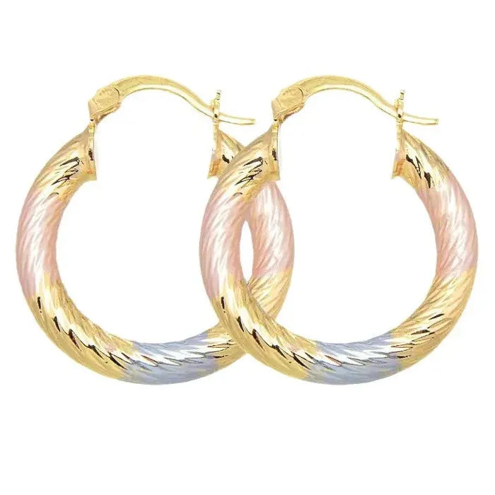 Fashion Brass Tricolor Circle Hoop Earrings for Women Copper Metal Jewelry