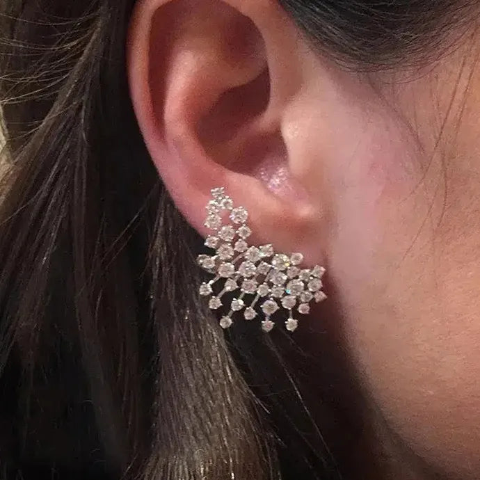 Women's Copper Cubic Zirconia Stud Earrings Sparkling Party Jewelry