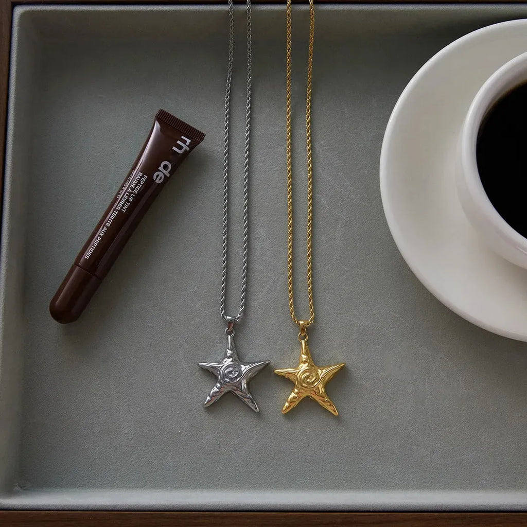 Stainless Steel Punk Lava Starfish Pendant Necklace Gothic Choker Gift Women