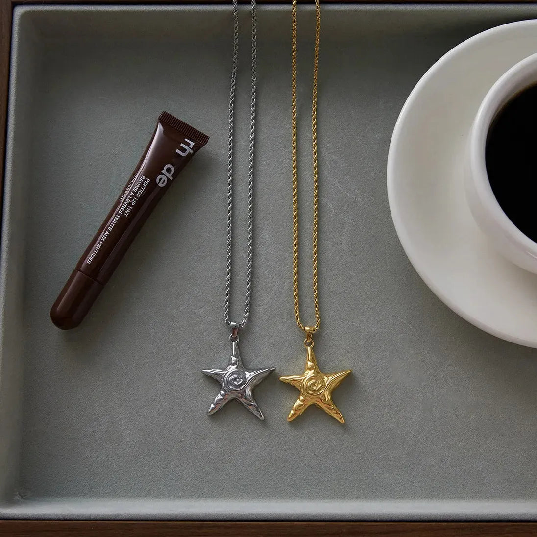 Stainless Steel Punk Lava Starfish Pendant Necklace Gothic Choker Gift Women