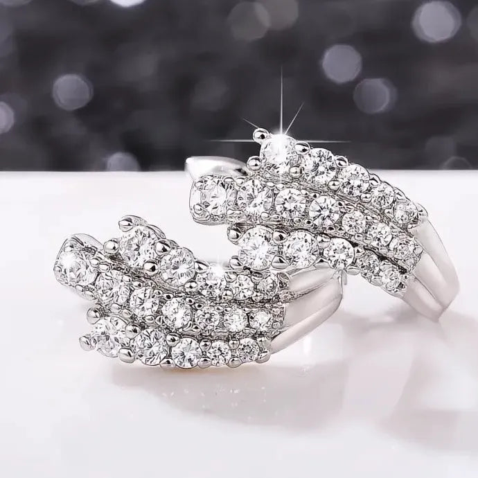 U Shape Geometric Hoop Earrings Cubic Zirconia Copper Alloy Wedding Gift