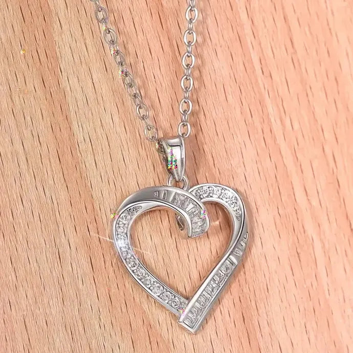 Heart Necklace with Cubic Zirconia Silver Bridal Wedding Jewelry Copper Alloy