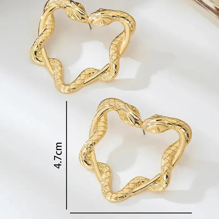 Heart Snake Stud Earrings for Women Zinc Alloy Punk Jewelry Gift 2025