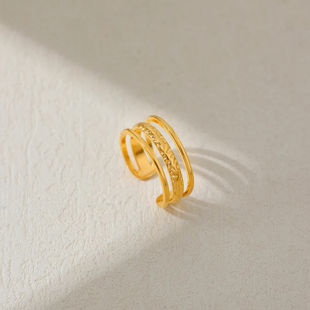 Hammered Open Thumb Ring for Women 18K Gold-Plated Copper Vintage Wedding Gift