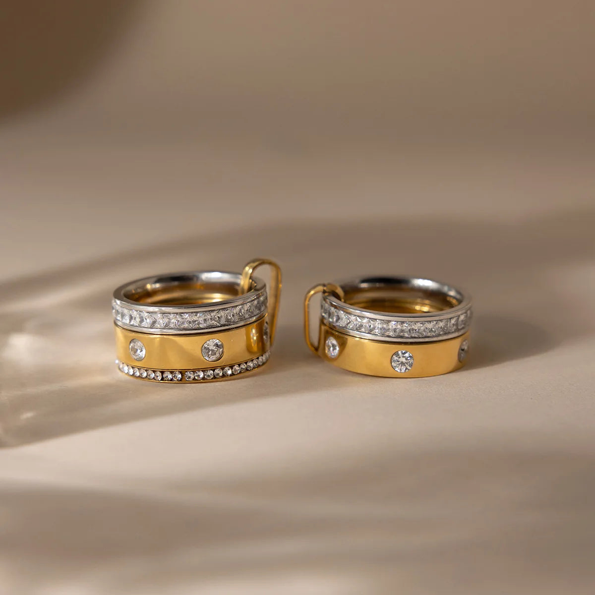 18K Gold Plated Stainless Steel Geometric Stackable Rings for Women Minimalist Jewelry