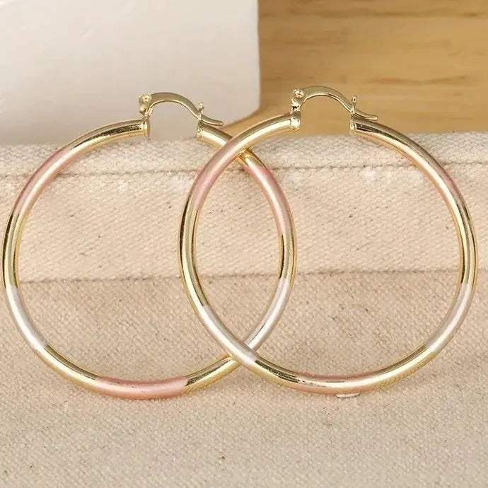 Classic Gold Color Geometric Hoop Earrings for Women Metal Jewelry