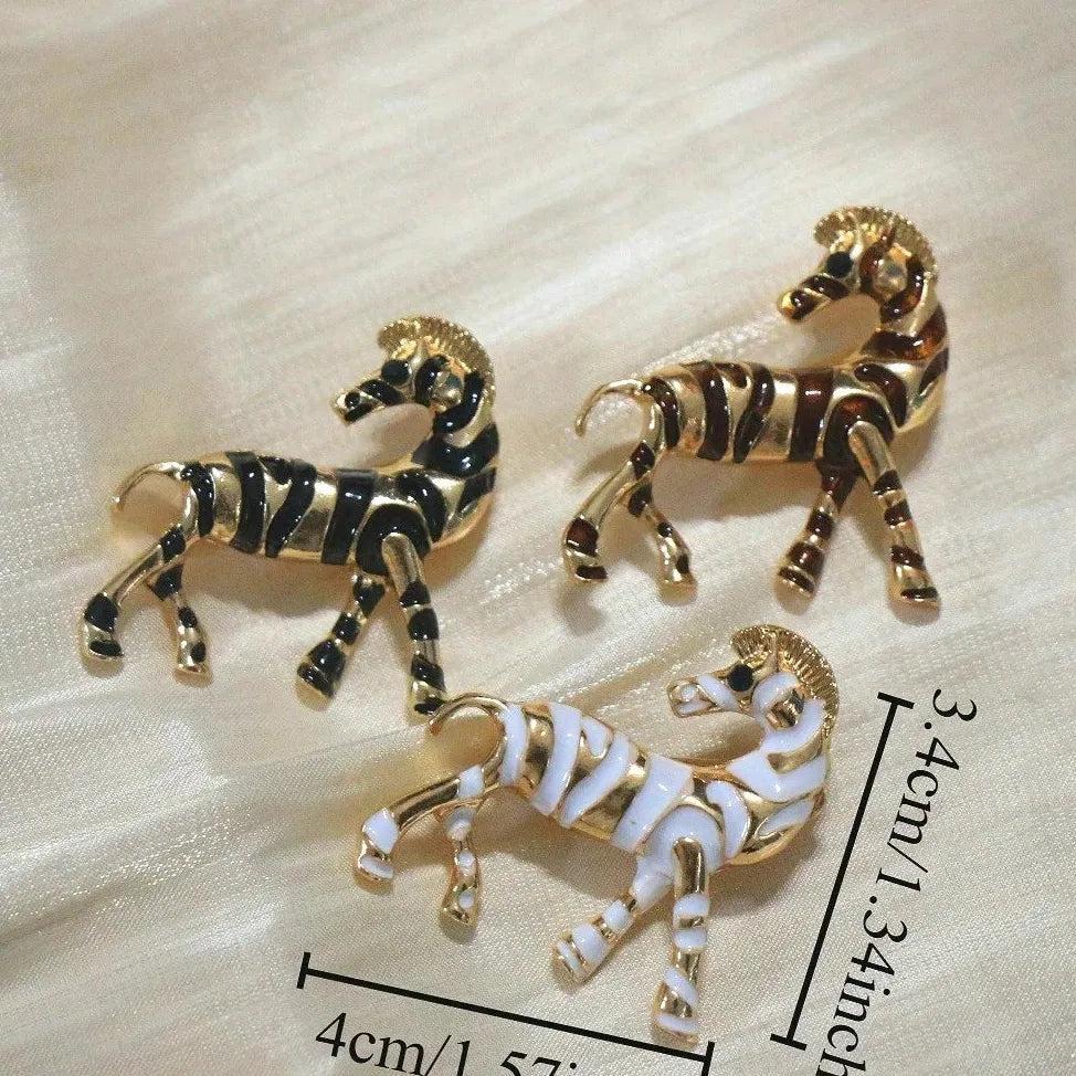 Luxury Zebra Animal Brooch Pin Classic Style Gift for Men Women