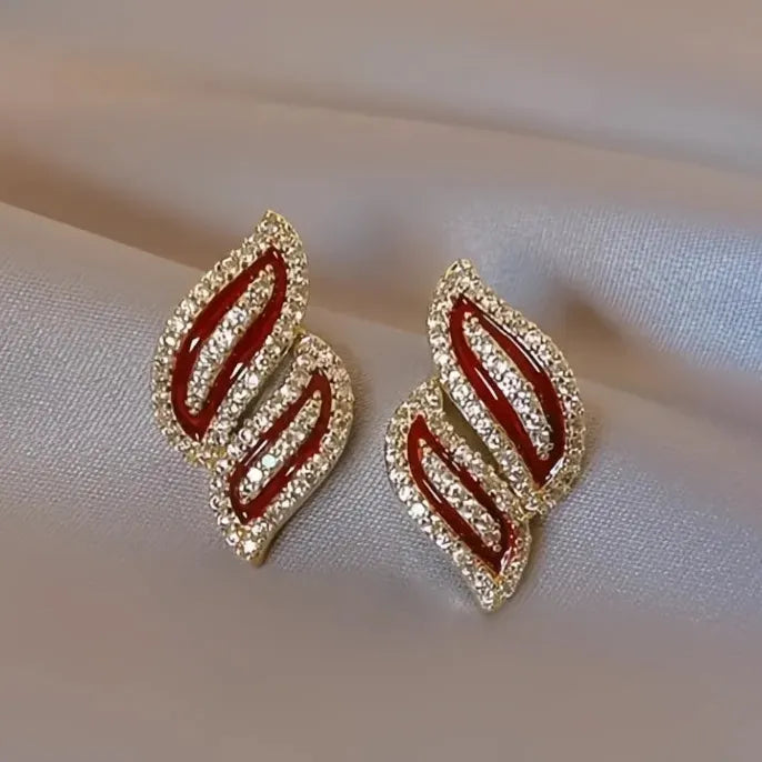 Geometric Cubic Zirconia Stud Earrings for Women in Copper Alloy Jewelry