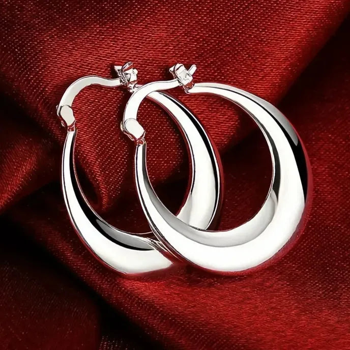 Geometric Metal Hoop Earrings for Women, Silver & Gold Color, Modern Fashion Jewelry