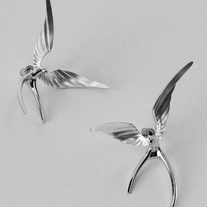 2024 Swallow Stud Earrings Copper Alloy Hip Hop Rock Jewelry Gift for Men Women