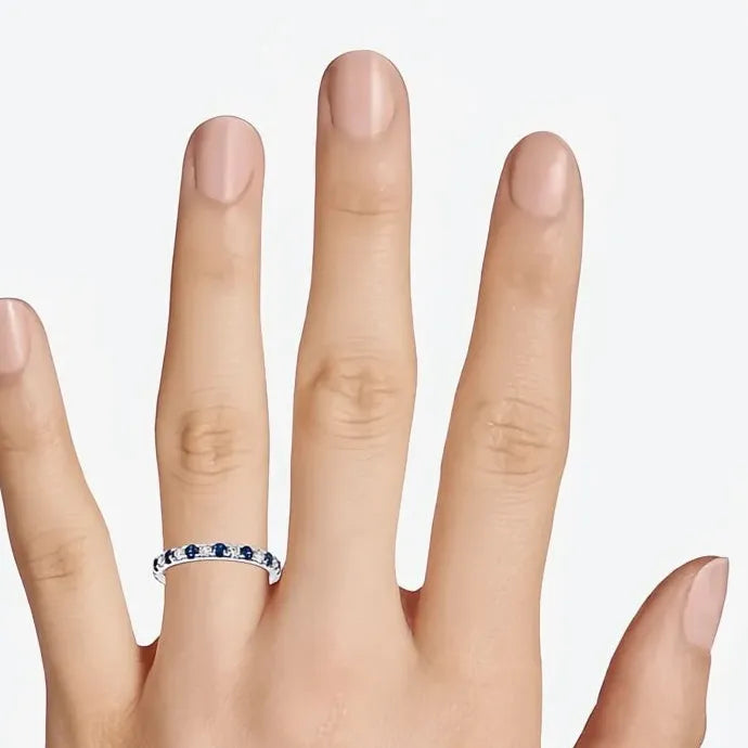 Blue Crystal Cubic Zirconia Ring for Women Stylish Brass Jewelry