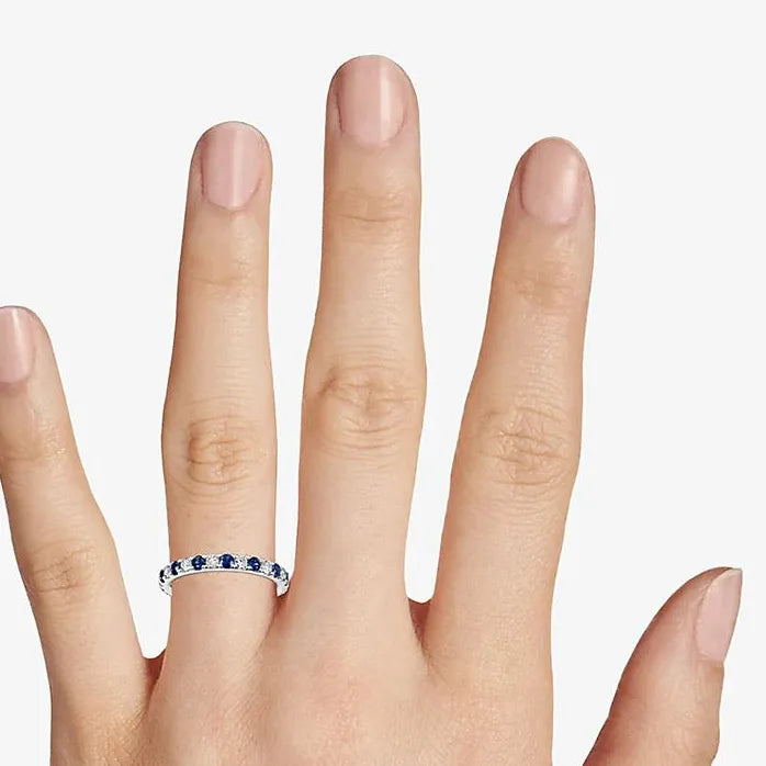 Stylish Blue Cubic Zirconia Brass Ring for Women Simple Design