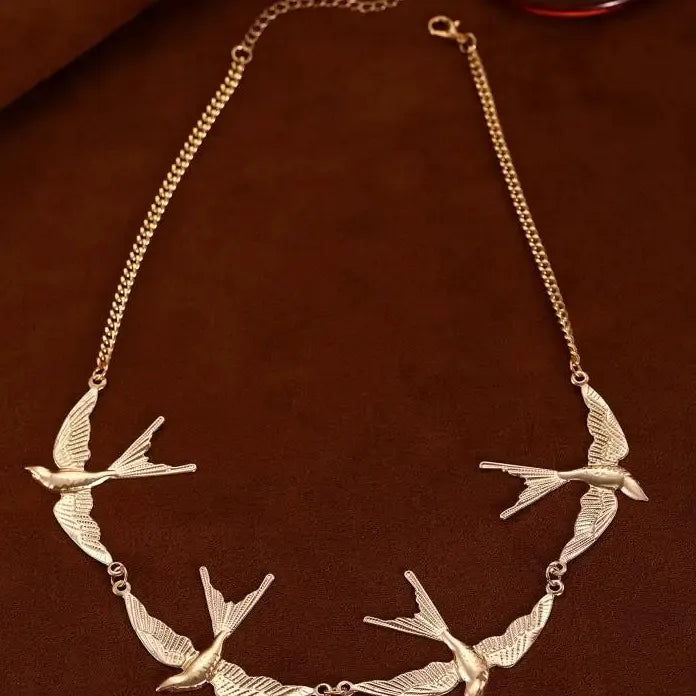 Gold Color Little Swallow Necklace Women’s Punk Chain Jewelry Gift Animal Pendant