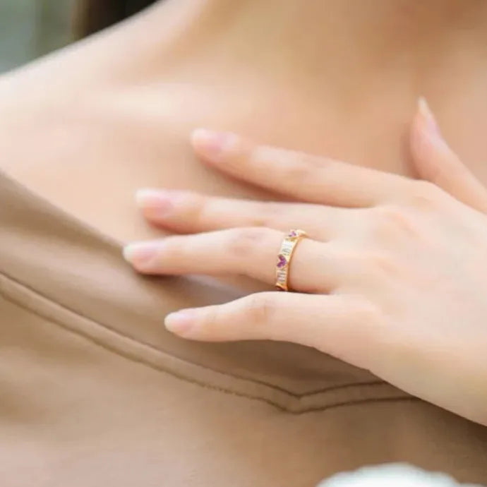 Gold Color Cubic Zirconia Women Rings Stylish Daily Wear Anniversary Gift Jewelry